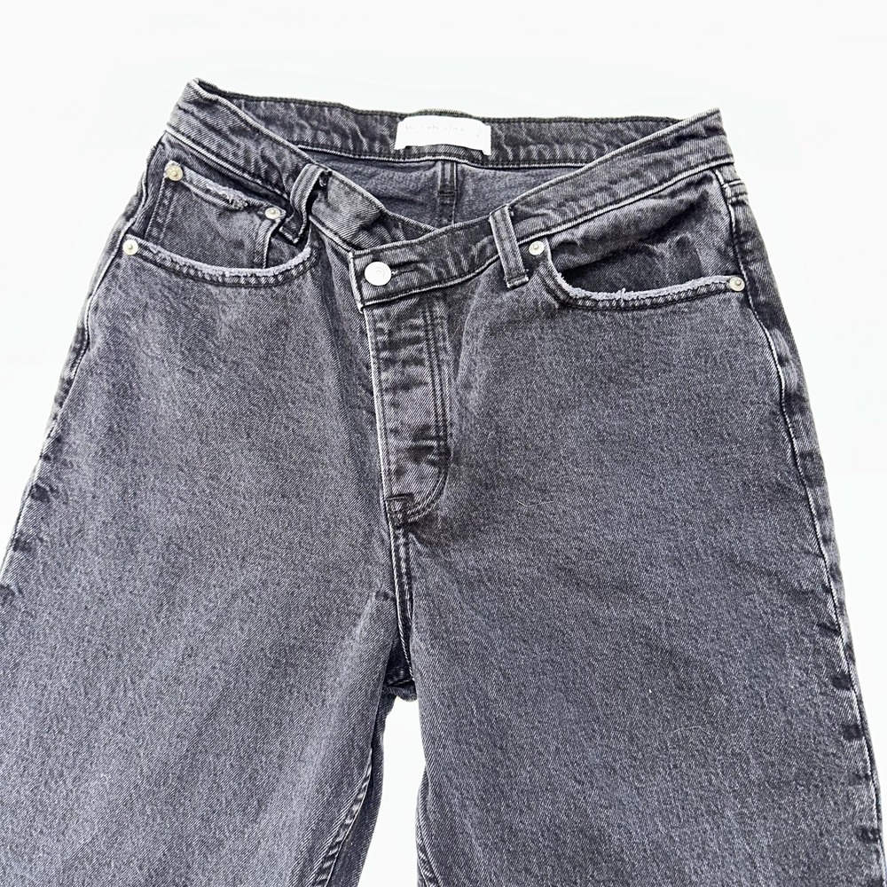 Abercrombie & Fitch Black Denim Straight Button Fly High Rise Crossover Dad Jean - Picture 3 of 11